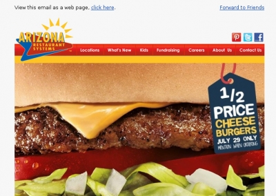 Email design for burger chain
