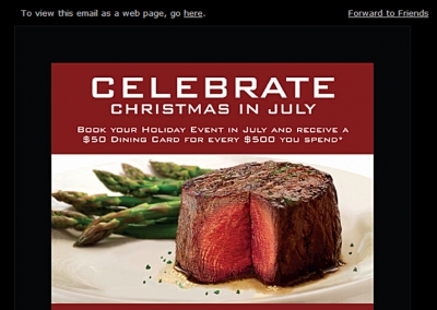 Email template design for high-end steak house