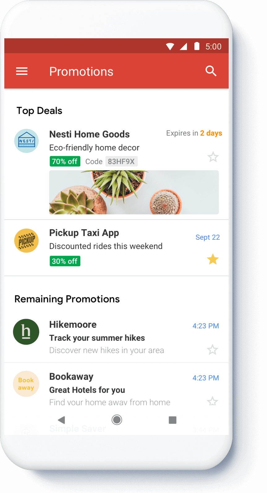 Mobile Gmail Promotions Tab - Email Annotations